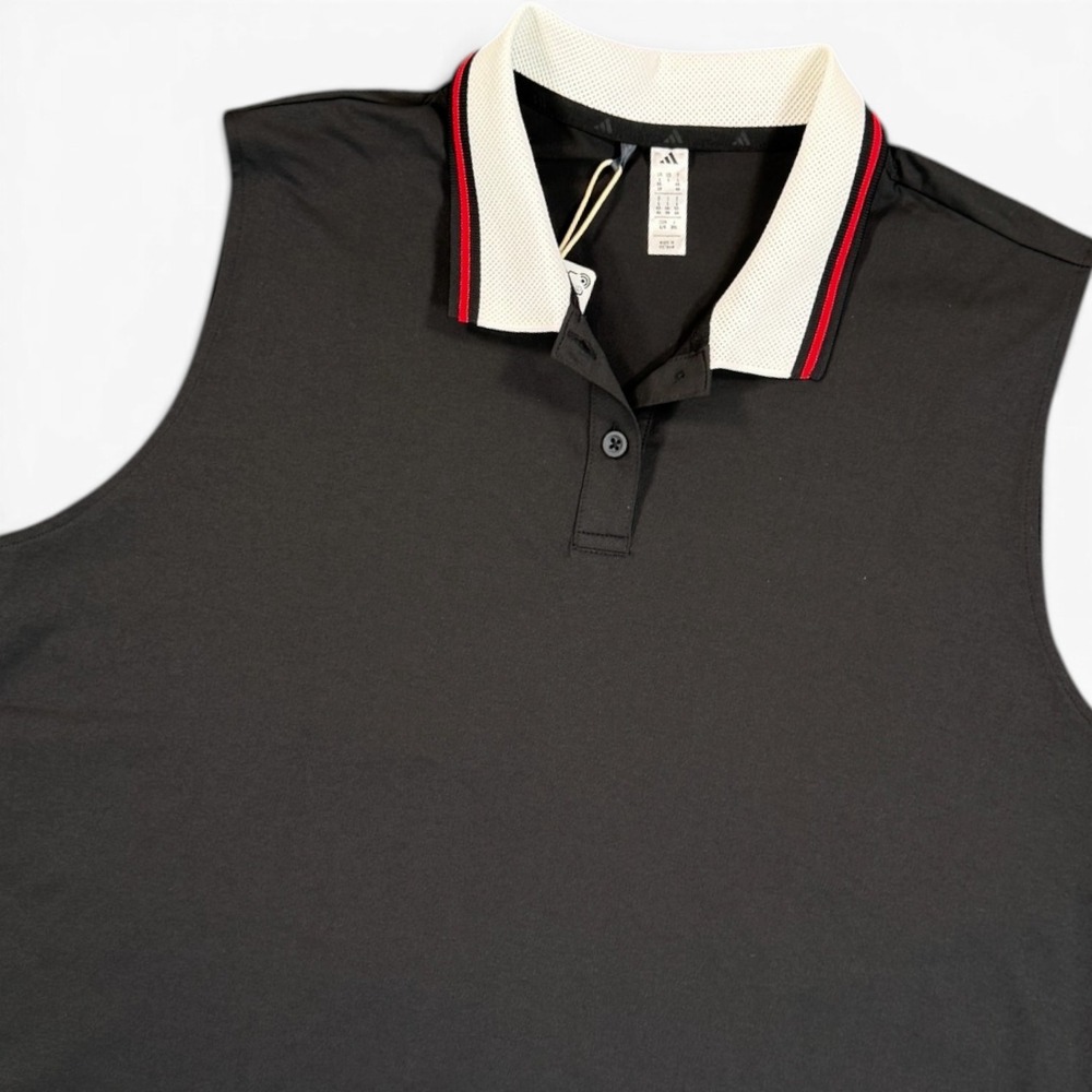ADIDAS Beyond Twist Sleeveless Polo Shirt Womens L Black Golf Athletic Sporty